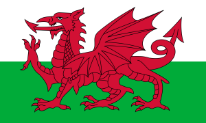 Welsh flag showing red dragon on a green and white field